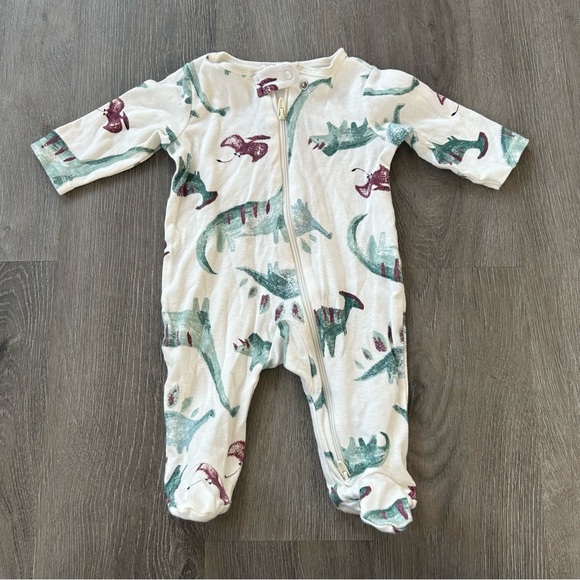 Carter's Other - Carter's Cream and Green Dinosaur Footie pajamas 3months NWOT